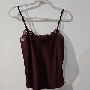 Hippie Rose Lace Trim Dark Red Cami
